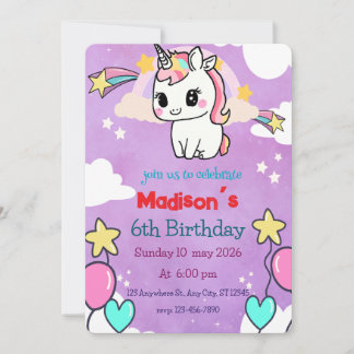 Einladung von Unicorn zum Geburtstag | Vorlage bea