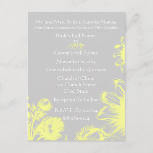 Einladung von Vintagen Blume, Hochzeiten gelb