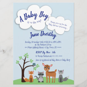 Einladung von Waldtieren zur Baby-Dusche