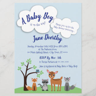 Einladung von Waldtieren zur Baby-Dusche