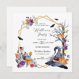 Einladung von Watercolor Gold Frame Halloween-Part