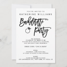 Einladung von weißem und schwarzem Junggeselinnen-