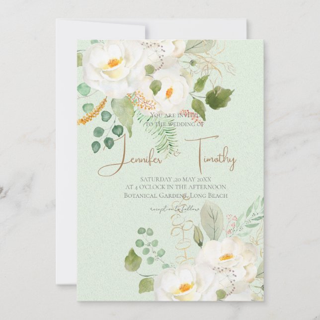 Einladung von weißen Kamelien-Blume (Vorderseite)