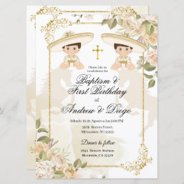 Einladung von weißen und goldenen Zwillingsjungen