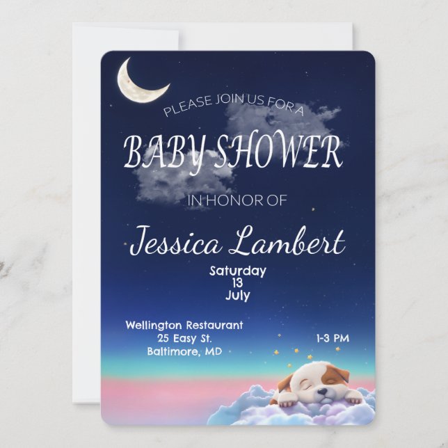 Einladung von Welpen in der Wolkendusche (Vorderseite)