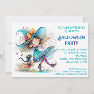 *Einladung von Whimsical Hexe Halloween-Party Einladung