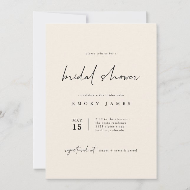 Einladung von White Bohemisch Bridal Dusche (Vorderseite)