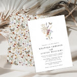 Einladung von White Boho zur Hochzeit<br><div class="desc">Dieses stilvolle und elegante Hotel bietet einen wunderschönen,  handbemalten Schmetterling in Aquarellfarben und Wildblumen,  die in einem hübschen Bouquet angeordnet sind. Auf der Rückseite ist ein Koordinationsmuster enthalten. Finden Sie passende Artikel in der White Boho Wildblume Wedding Collection.</div>