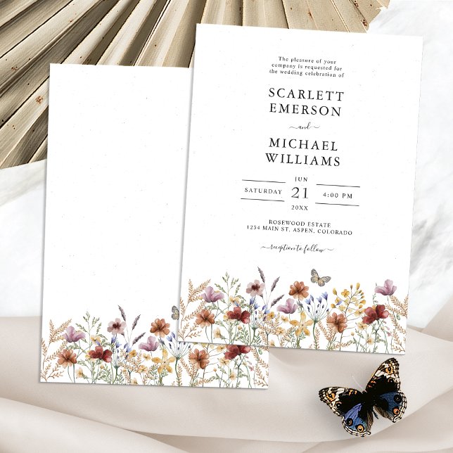 Einladung von White Boho zur Hochzeit (White Floral Boho Wedding Invitation with Butterfly by Painted Paperie
)