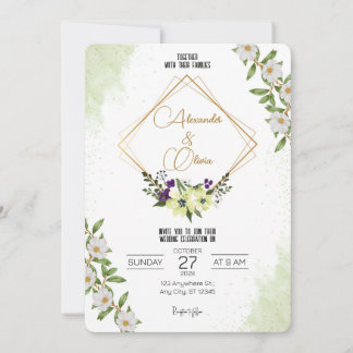 Einladung von White Green Floral Wedding
