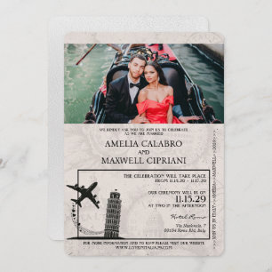Einladung von White Italy Passport Hochzeit