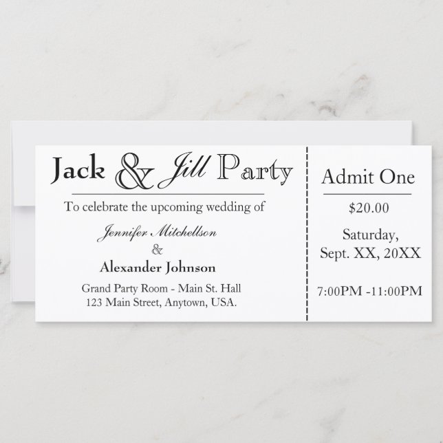 Einladung von White Jack and Jill Shower Ticket (Vorderseite)