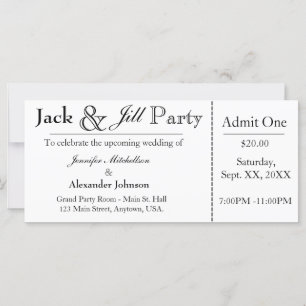 Einladung von White Jack and Jill Shower Ticket