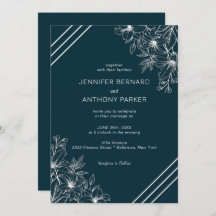 Einladung von White Lilies Handgezeichnete Hochzei