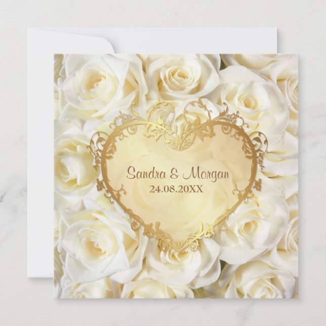Einladung von White Rose Floral Wedding (Vorderseite)