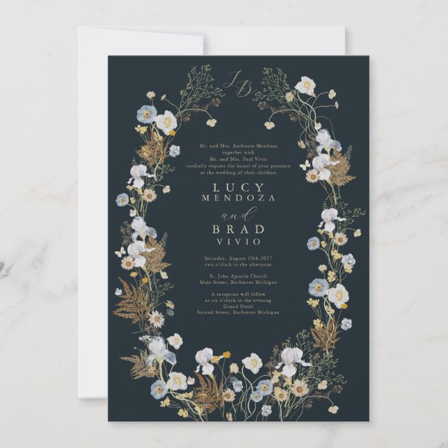 Einladung von Wildblume Frame Hochzeit (Vorderseite)