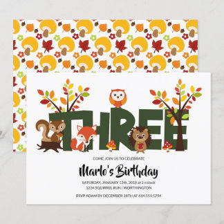 Einladung von Woodland Animal zum dritten Geburtst