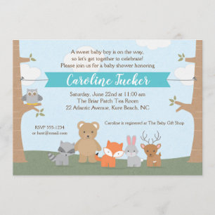 Einladung von Woodland Animals Baby Boy Shower
