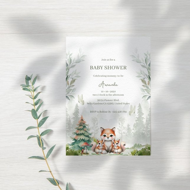 Einladung von Woodland Forest Animal Baby Shower (Von Creator hochgeladen)