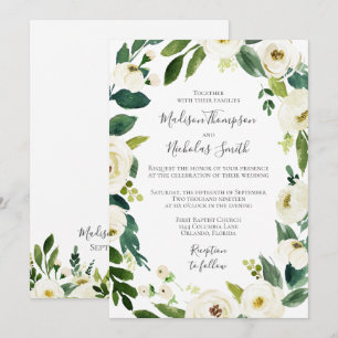 Einladung von Wreath Wedding Greenery White Blume