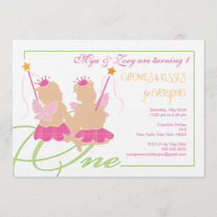 Einladung von zwei Mädchen zum ersten Geburtstag