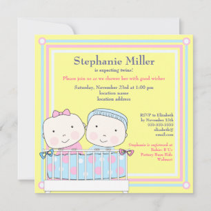 Einladung von Zwillingen in Crib, Girl and Boy Bab