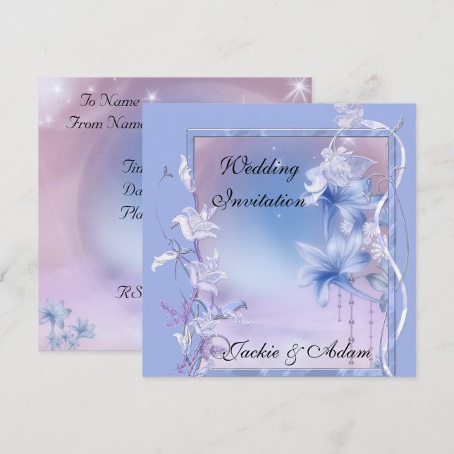 Einladung Wedding Lilac Floral (Vorne/Hinten)