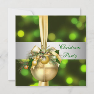 Einladung Weihnachtsfeier Gold Gelb Grüne Bälle