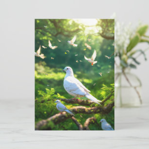Einladung Weißer Vogel in dem grünen Wald