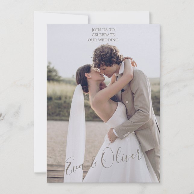 Einladung zu braun-weißem Minimalistischen Papier  (Vorderseite)