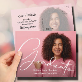 Einladung zu Chic Script Foto Graduation Party Postkarte