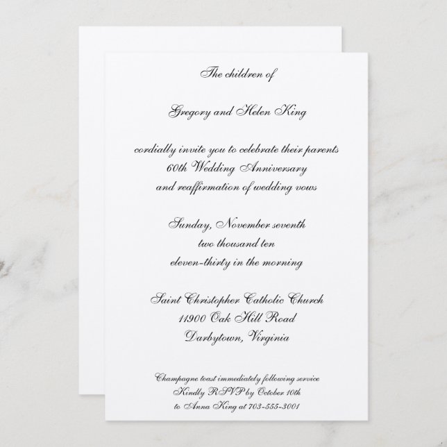 Einladung zu Diamanten und Platin (Vorne/Hinten)