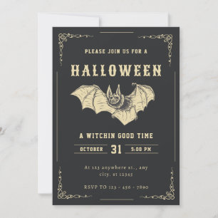 Einladung zu dunklem und goldenem Halloween-Party