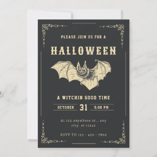 Einladung zu dunklem und goldenem Halloween-Party