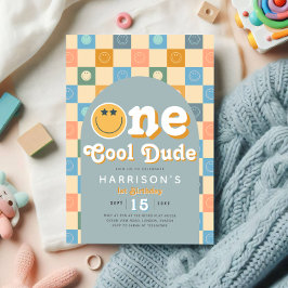 Einladung zu einem Coolen Typ Boys Retro 1. Geburt