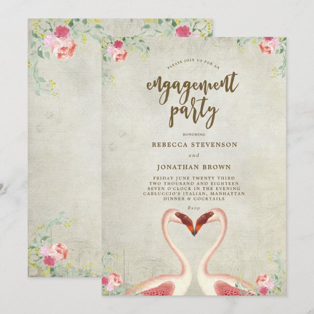 Einladung zu einem Flamingo-Tropenspiel (Vorne/Hinten)