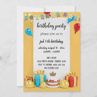 Einladung zu einem Geburtstag in Rot und Blau