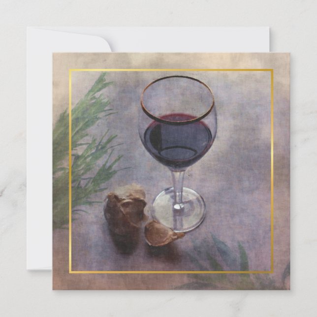 Einladung zu einem Wein- und Knoblauchessen (Vorderseite)