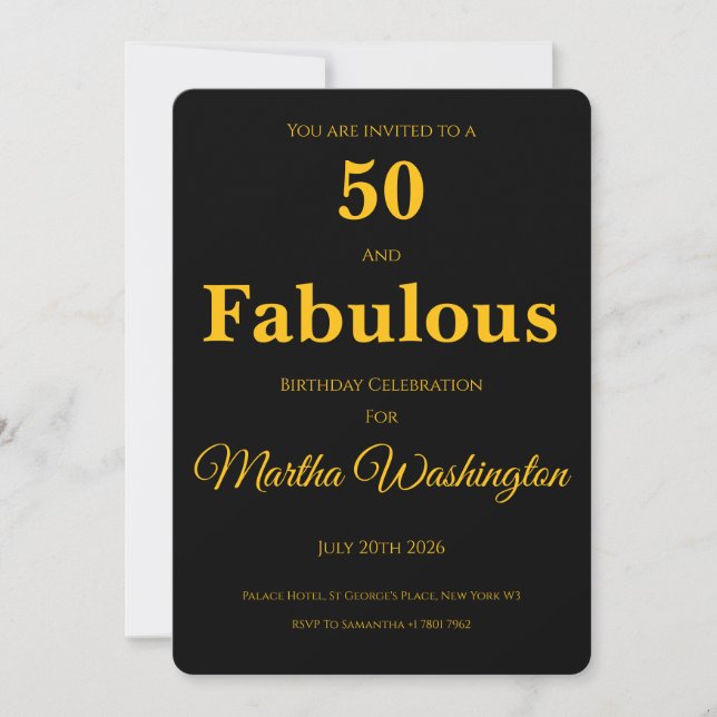 Einladung zu einer 50. Geburtstagsfeier (Vorderseite)