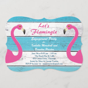 Einladung zu einer Blue & White Flamingo Engagemen