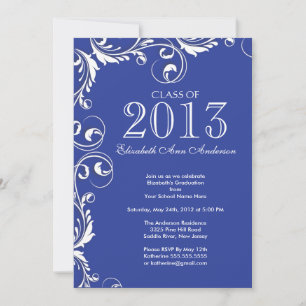 Einladung zu einer eleganten Blue White Graduation