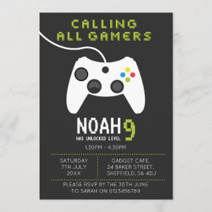Einladung zu einer Gaming-Geburtstagsparty