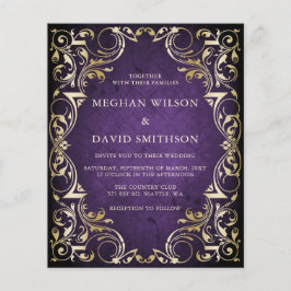 Einladung zu einer Lila Goldhochzeit im Zierstil