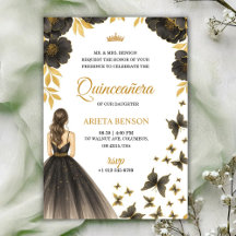 Einladung zu einer Quinceañera mit eleganten Blume
