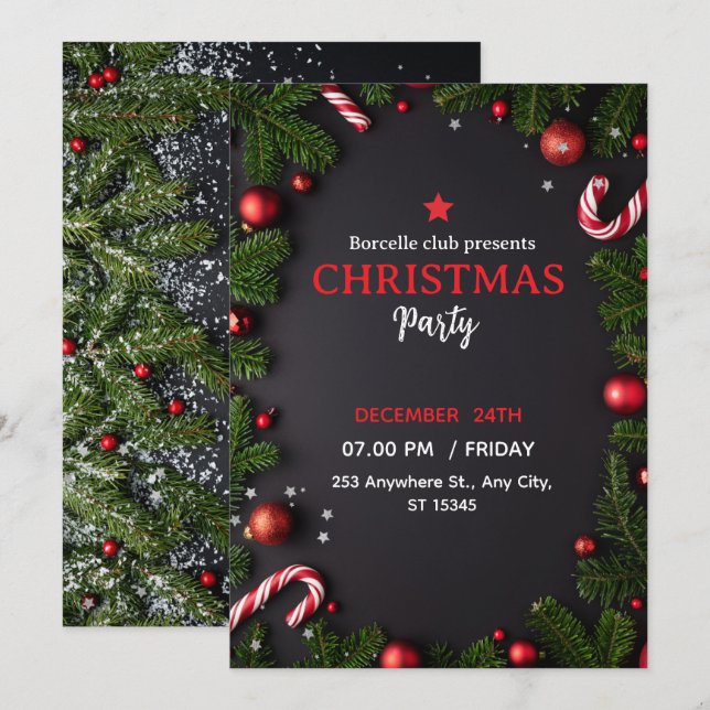 Einladung zu einer rustikalen Weihnachtsfeier mit  (Vorne/Hinten)
