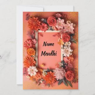 Einladung zu farbenfrohen orangefarbenen Mendhi