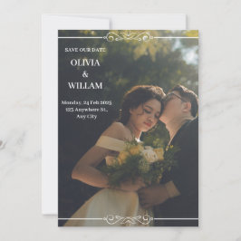 Einladung zu grüner weißer einfacher Hochzeit