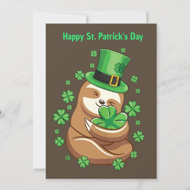 Einladung zu Happy St. Patrick's Day Sloth (Vorderseite)