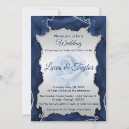 Einladung zu Hochzeiten in Blau und Silber