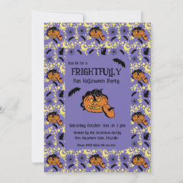 Einladung zu niedlichen Halloween-Katzen, -Flederm